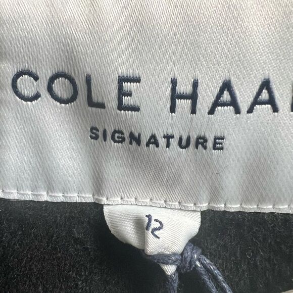 Cole Haan Signature Wool Blend Wide Collar Belted Coat Black US 12 NEW MSRP $400 - Picture 8 of 10
